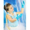 Frozen Princess Elsa Light Blue Sparkle Crystal Bling Rhinestone Snowflakes Gloves C279
